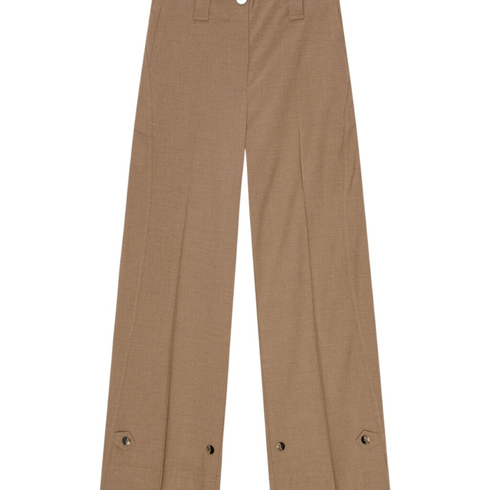 Ganni Tan Trousers with Adjustable Buttons